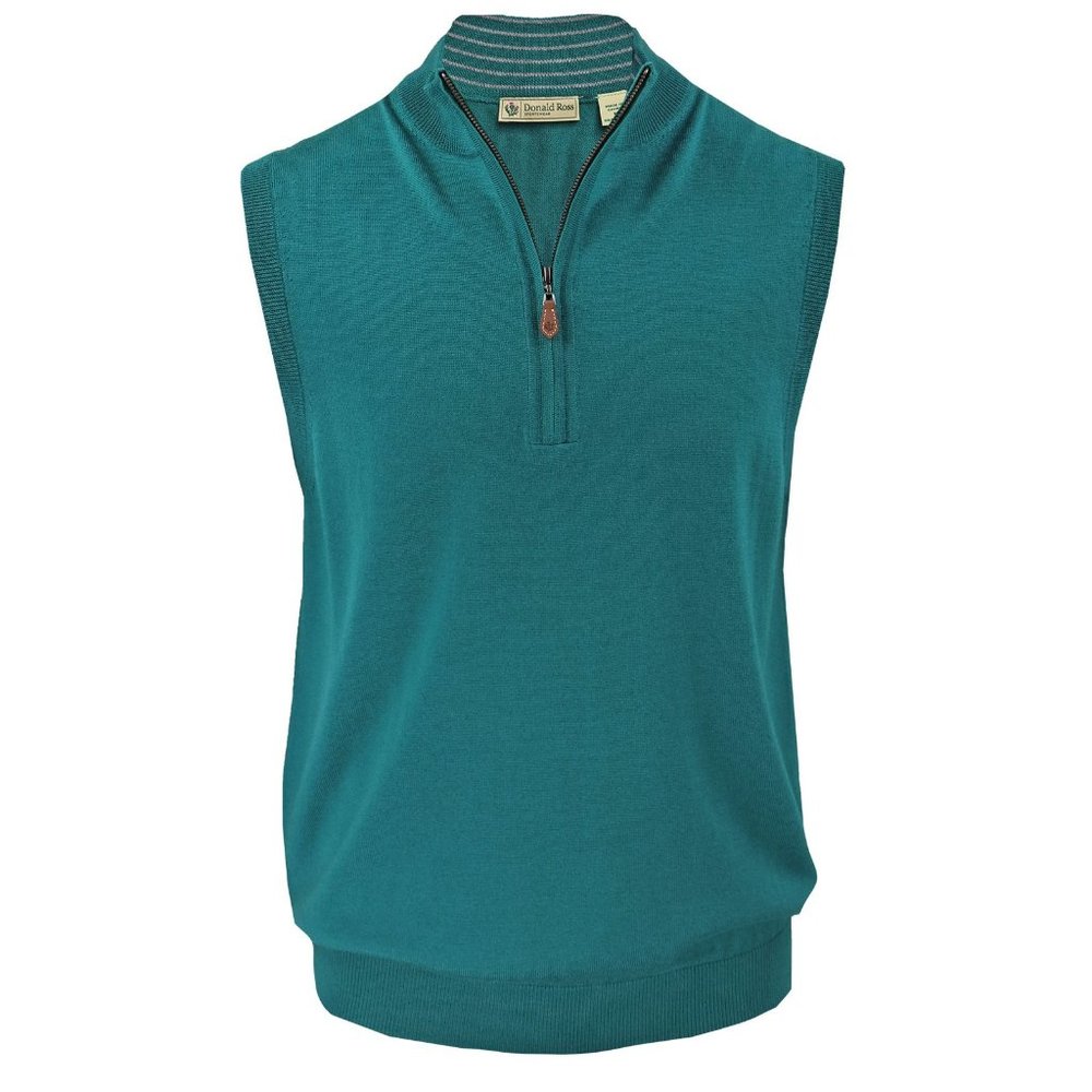Donald Ross Merino Wool Half Zip Sweater Vest
